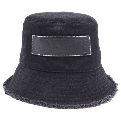 Loewe Frayed Bucket Hat Stitched Brim Fringe Leather Patch Black — view 4