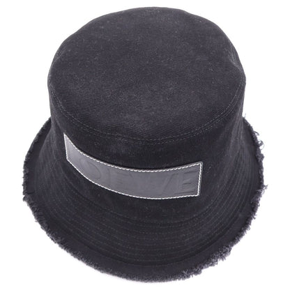 Loewe Frayed Bucket Hat Stitched Brim Fringe Leather Patch Black — view 6