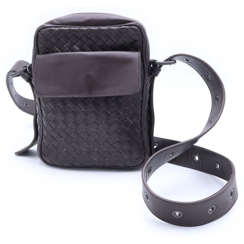 Bottega Veneta Intrecciato Mini Shoulder Bag Brown Leather