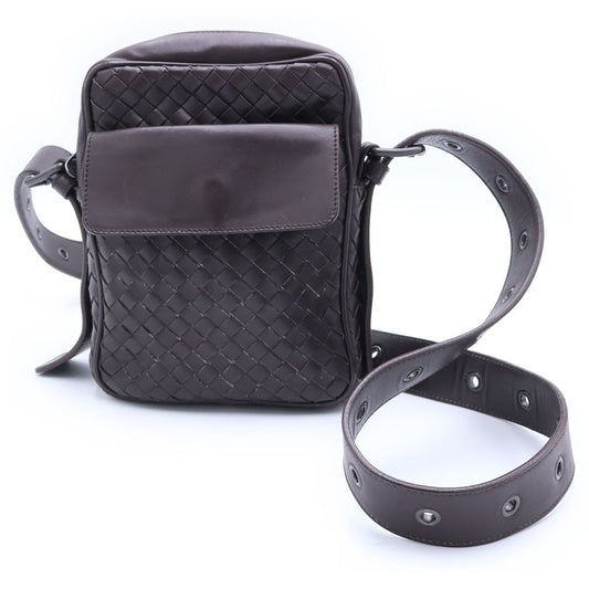 Bottega Veneta Intrecciato Mini Shoulder Bag Brown Leather