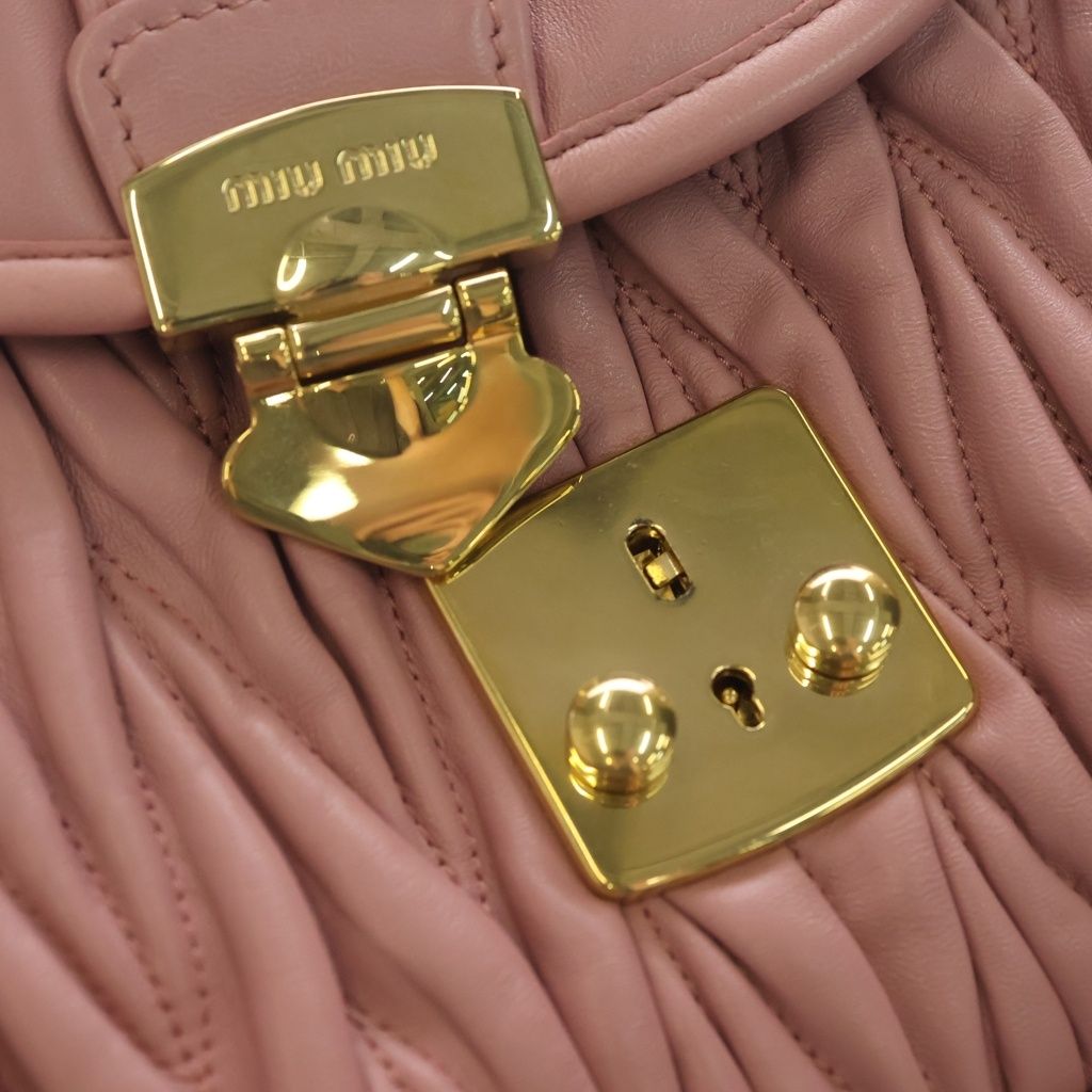 Miu Miu Matelasse Leather 2-Way Shoulder Bag Pink — view 6