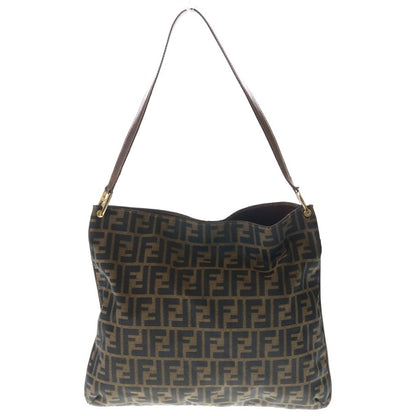 Fendi Zucca Shoulder Bag Brown Canvas Leather