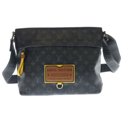 Louis Vuitton Gaston Label Besace Zip MM Shoulder Bag Black Brown Yellow
