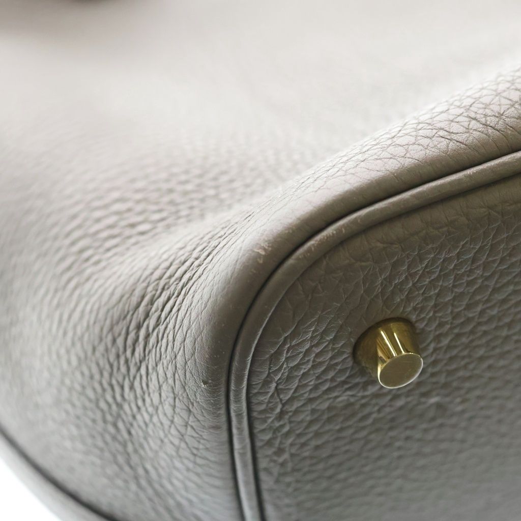 Hermes Picotin Lock MM Grime Taurillon Clemence Handbag Gold — view 6