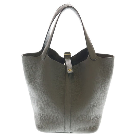 Hermes Picotin Lock MM Grime Taurillon Clemence Handbag Gold