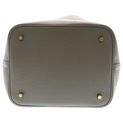 Hermes Picotin Lock MM Grime Taurillon Clemence Handbag Gold — view 4