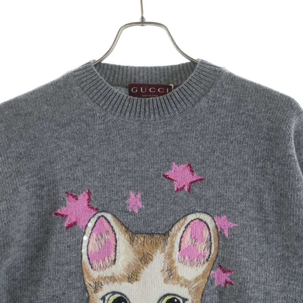 Gucci Higuchi Yuko Collaboration Cat Motif Knit Gray Sweater — view 3