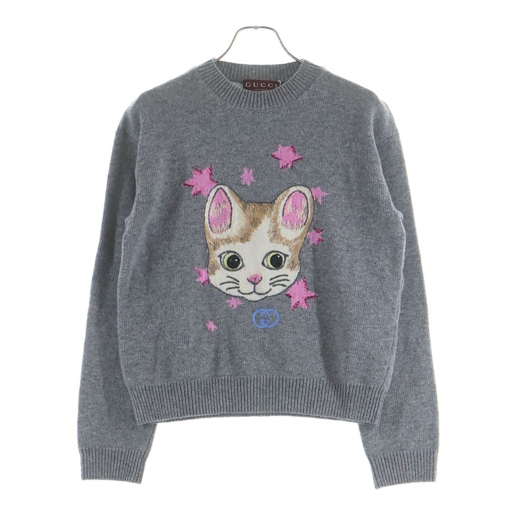 Gucci Higuchi Yuko Collaboration Cat Motif Knit Gray Sweater
