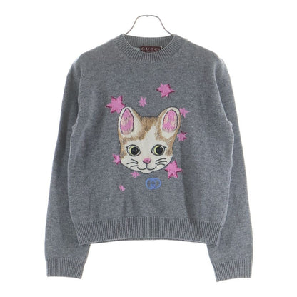 Gucci Higuchi Yuko Collaboration Cat Motif Knit Gray Sweater