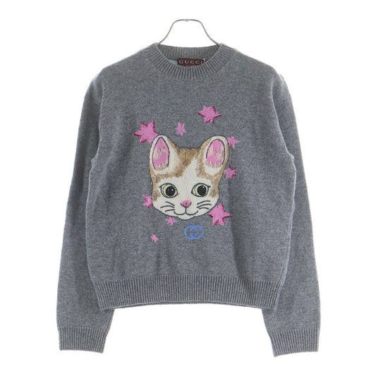 Gucci Higuchi Yuko Collaboration Cat Motif Knit Gray Sweater