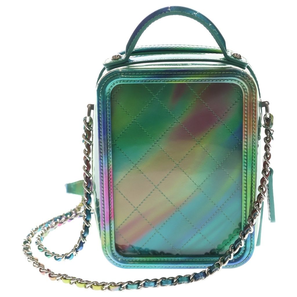 Chanel CC Filigree Vinyl Vanity Bag Rainbow Silver — view 2