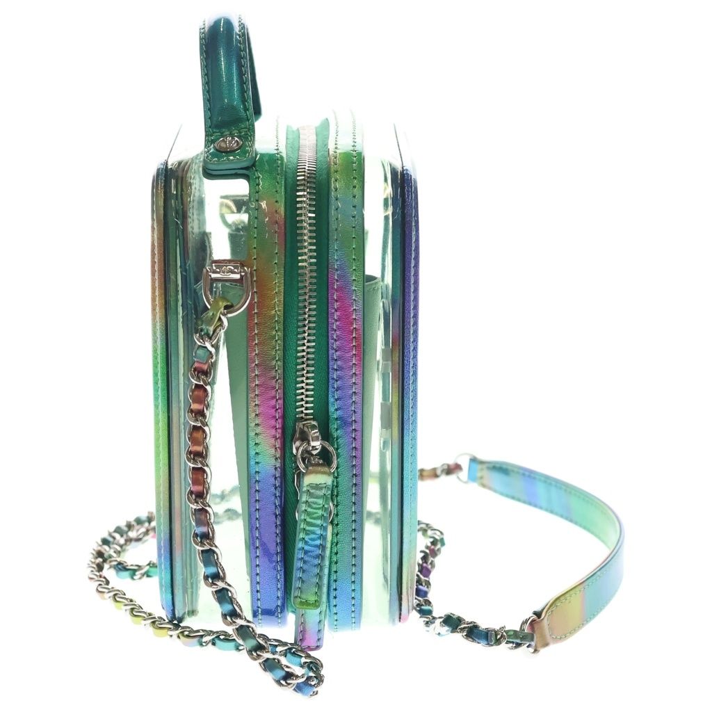 Chanel CC Filigree Vinyl Vanity Bag Rainbow Silver — view 3