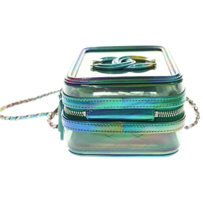 Chanel CC Filigree Vinyl Vanity Bag Rainbow Silver — view 4