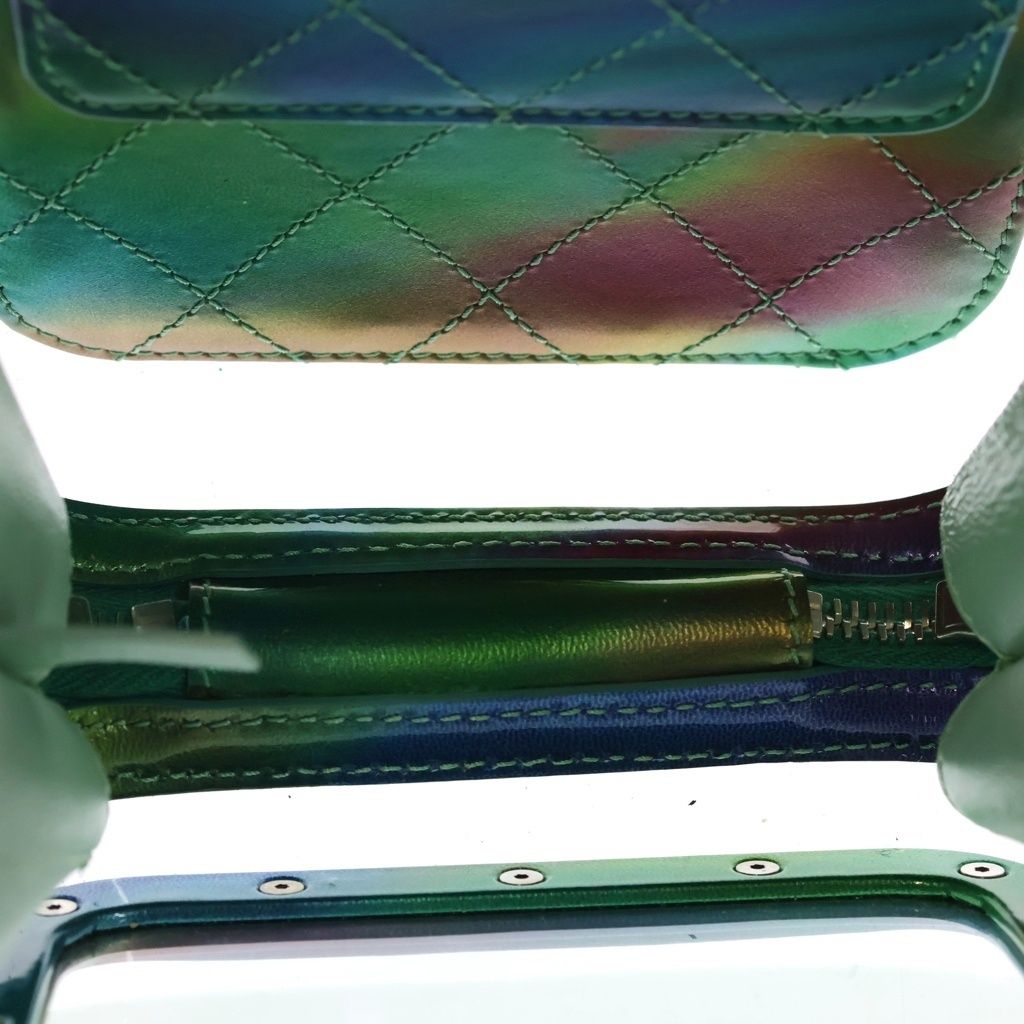 Chanel CC Filigree Vinyl Vanity Bag Rainbow Silver — view 5