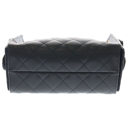 Chanel 25 Mini Caviar Leather Chain Shoulder Bag Gold Black Plate — view 4