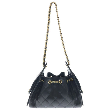 Chanel 25 Mini Caviar Leather Chain Shoulder Bag Gold Black Plate — view 2