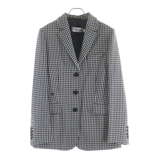 Dior Gun Club Check Houndstooth Pattern with Batting Liner Wool Long Jacket