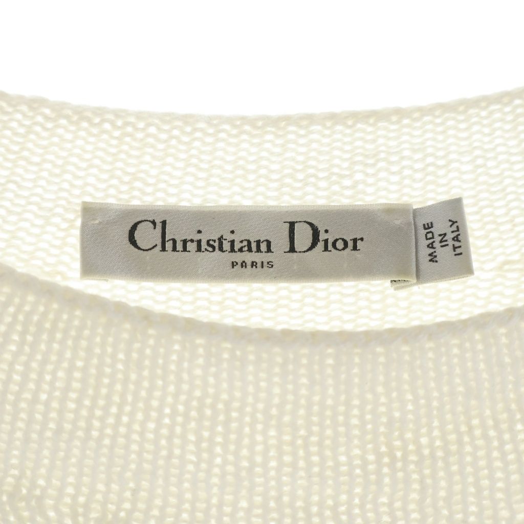 Dior Cashmere Logo Embroidery Bottle Neck Long Sleeve Knit Sweater Ivory — view 7