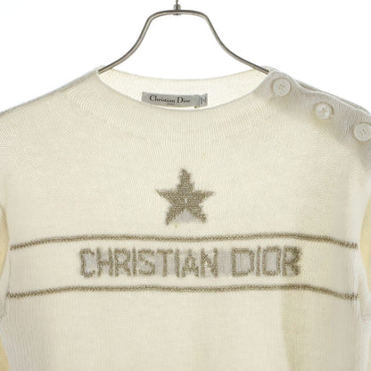 Dior Cashmere Logo Embroidery Bottle Neck Long Sleeve Knit Sweater Ivory — view 3