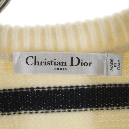 Dior Border All Over Cashmere Blend Sera Color Knit Cardigan Navy White — view 7