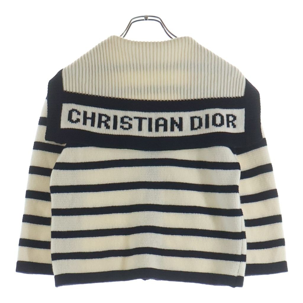 Dior Border All Over Cashmere Blend Sera Color Knit Cardigan Navy White