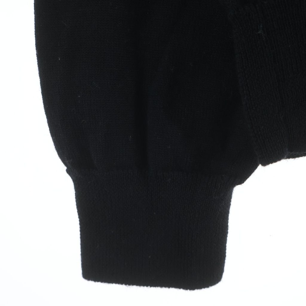 Celine Triomphe Logo Embroidery Crew Neck Wool Long Sleeve Knit Sweater Black — view 6