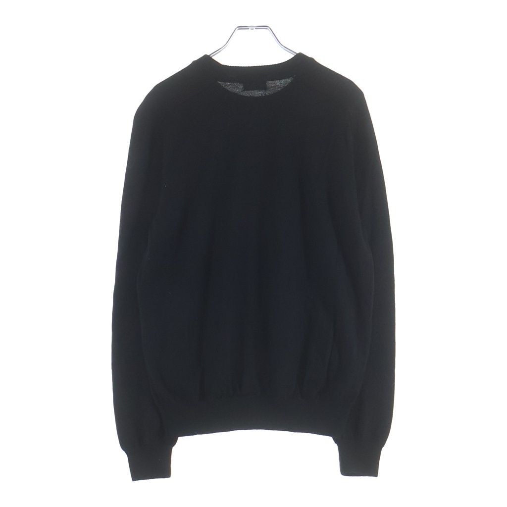 Celine Triomphe Logo Embroidery Crew Neck Wool Long Sleeve Knit Sweater Black — view 2