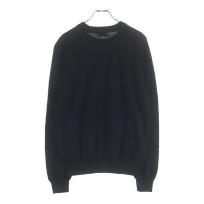 Celine Triomphe Logo Embroidery Crew Neck Wool Long Sleeve Knit Sweater Black — view 2