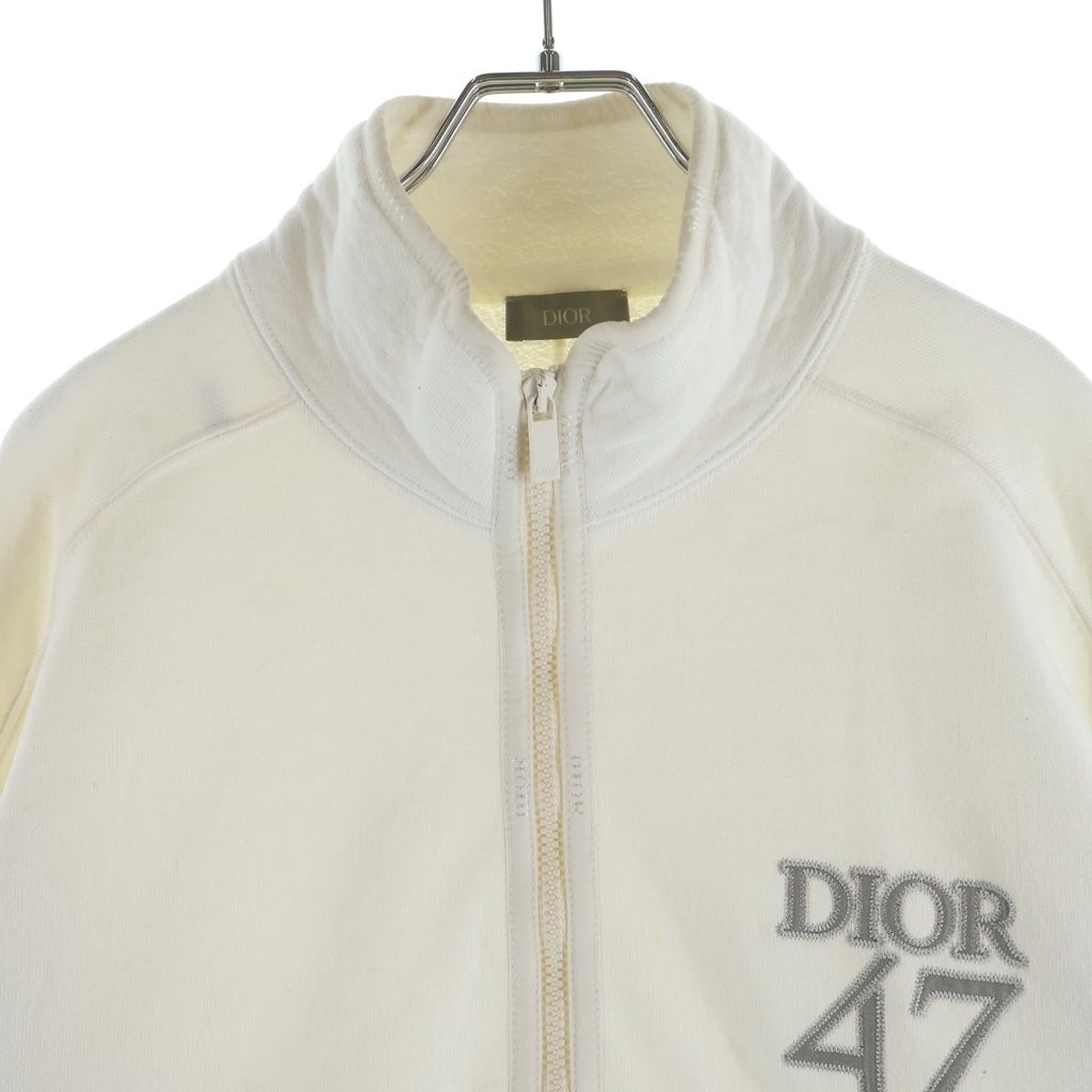 Dior Homme Logo Embroidery Stand Collar Half Zip Pullover Sweatshirt White — view 3