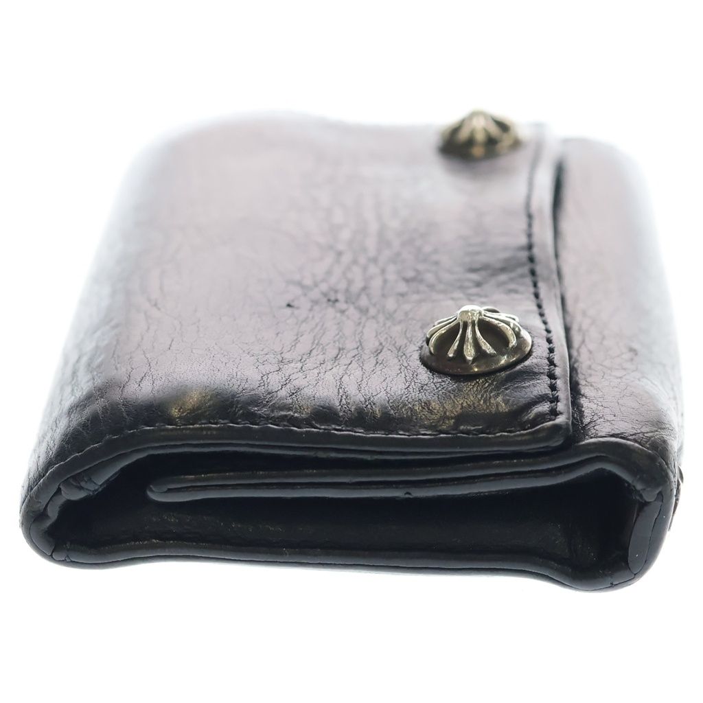 Chrome Hearts 3 Fold Cross Ball Button Leather Wallet Black — view 3