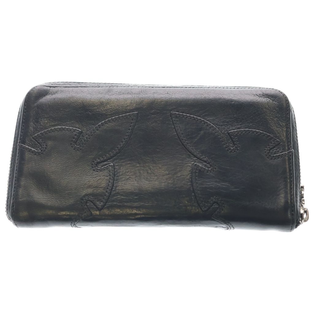 Chrome Hearts Rec Zip Double Flair Round Zip Leather Wallet Black