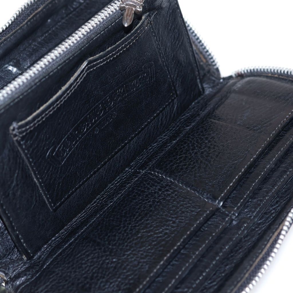 Chrome Hearts Rec Zip Double Flair Round Zip Leather Wallet Black — view 4