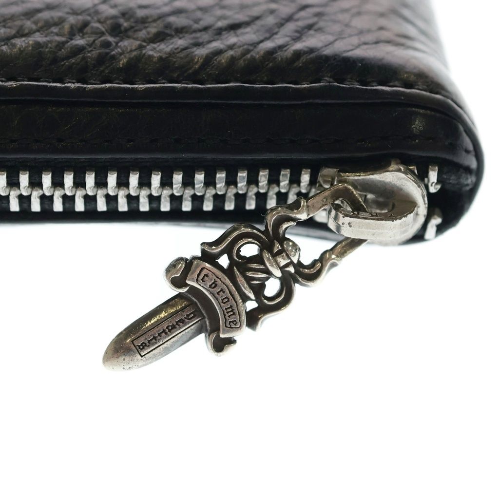 Chrome Hearts Rec Zip Plane Plain Round Zip Leather Wallet Black — view 5