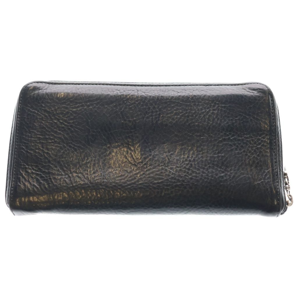 Chrome Hearts Rec Zip Plane Plain Round Zip Leather Wallet Black