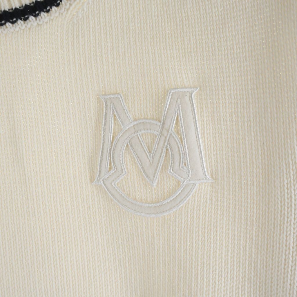 Moncler Monogram Patch Cotton Knit Sweater White — view 5