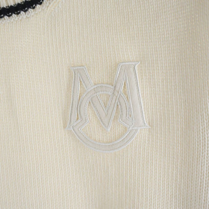 Moncler Monogram Patch Cotton Knit Sweater White — view 5