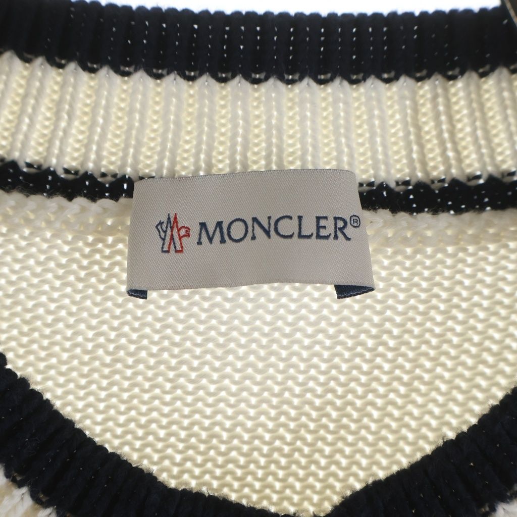 Moncler Monogram Patch Cotton Knit Sweater White — view 7