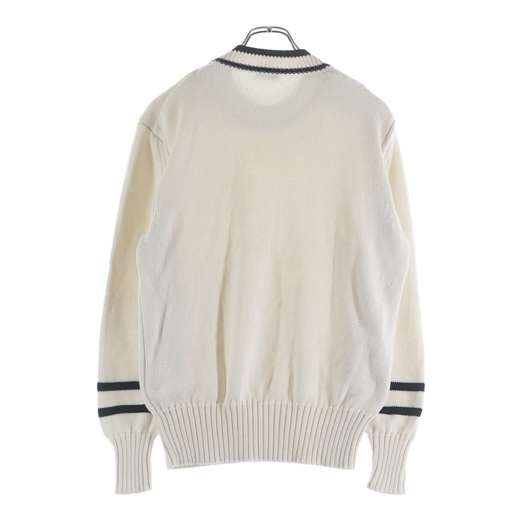 Moncler Monogram Patch Cotton Knit Sweater White — view 2