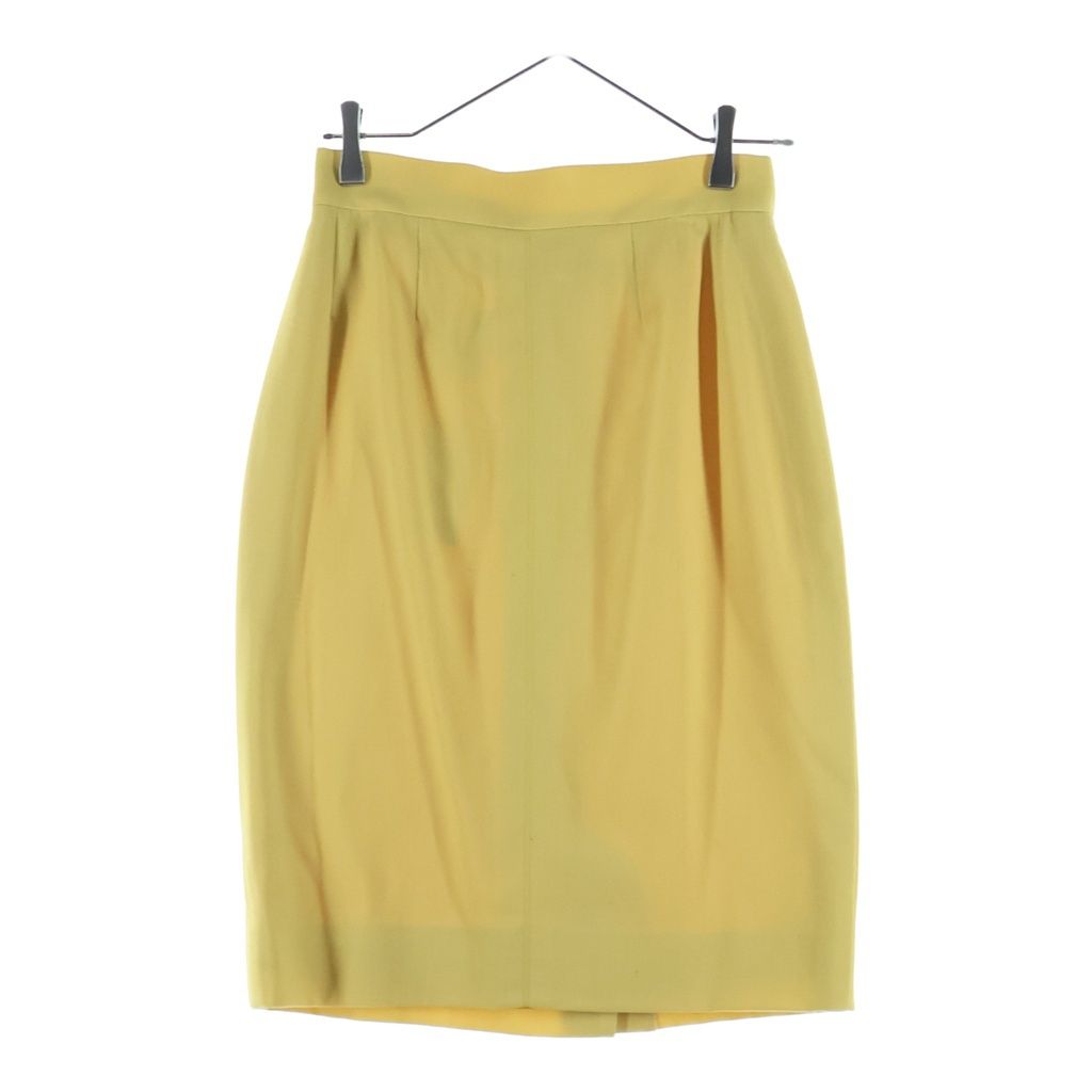 Hermes Colorless Jacket Skirt Set Yellow Wool 40 — view 4