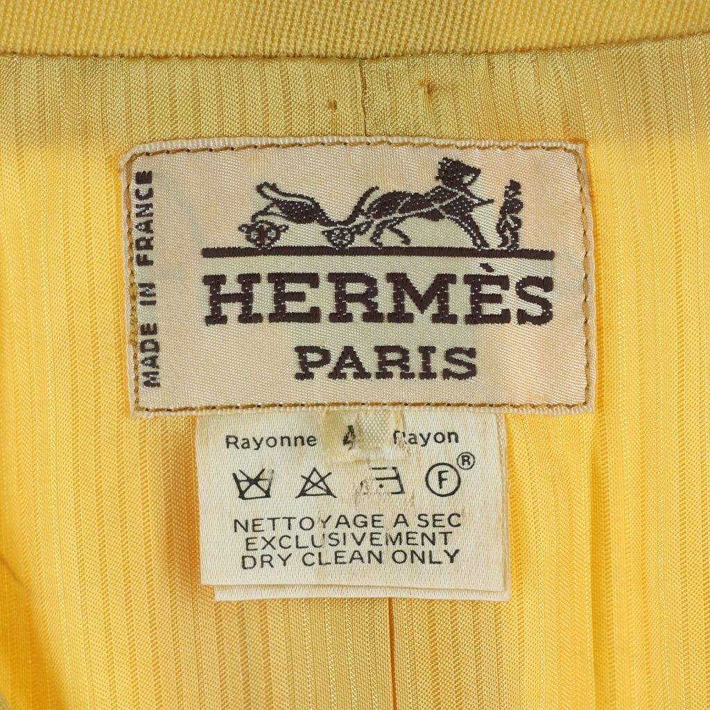 Hermes Colorless Jacket Skirt Set Yellow Wool 40 — view 8