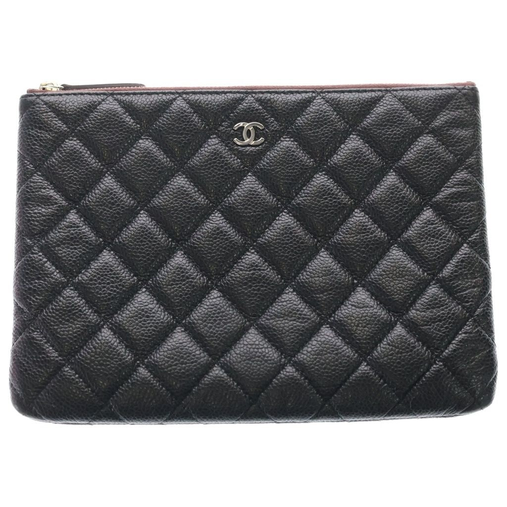 Chanel Quilted Clutch Caviar Leather Black