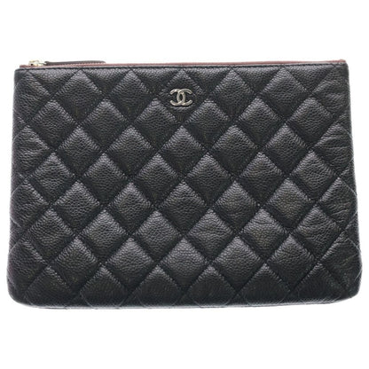 Chanel Quilted Clutch Caviar Leather Black