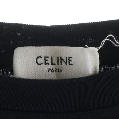 Celine Triomphe Logo Print Crew Neck Short Sleeve T-Shirt Black — view 7