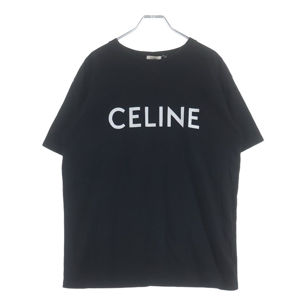 Celine Triomphe Logo Print Crew Neck Short Sleeve T-Shirt Black