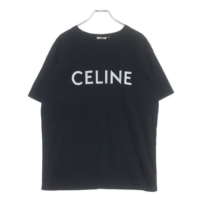 Celine Triomphe Logo Print Crew Neck Short Sleeve T-Shirt Black