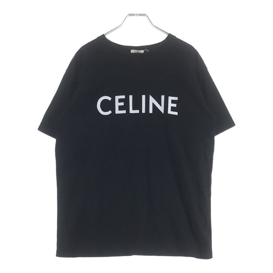Celine Triomphe Logo Print Crew Neck Short Sleeve T-Shirt Black