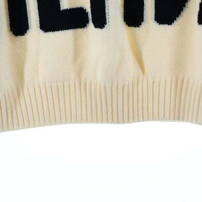 Fendi Big Logo Crew Neck Pullover Knit Sweater White — view 6