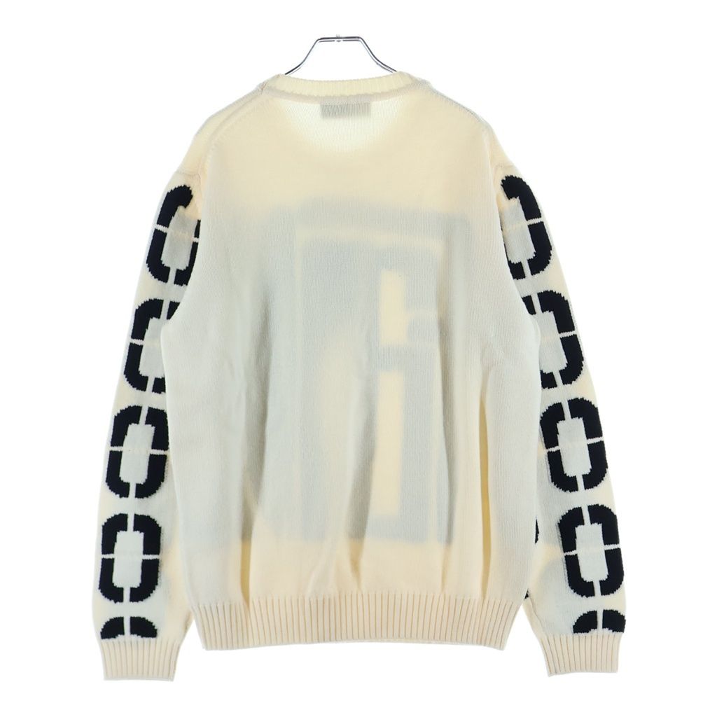 Fendi Big Logo Crew Neck Pullover Knit Sweater White — view 2