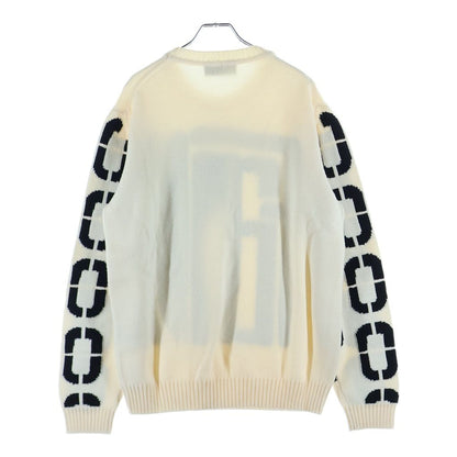 Fendi Big Logo Crew Neck Pullover Knit Sweater White — view 2