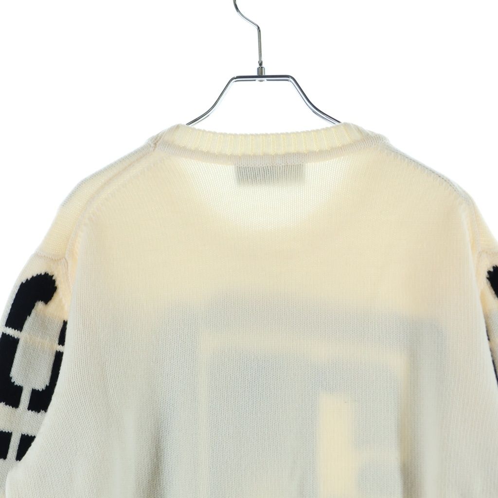 Fendi Big Logo Crew Neck Pullover Knit Sweater White — view 4